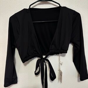 Good American Black Tie-Front Bikini Top